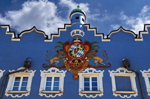 Coat of arms of the Kingdom of Bavaria 1806am Stadtsaal building, Am Stadtplatz, Burghausen, Upper