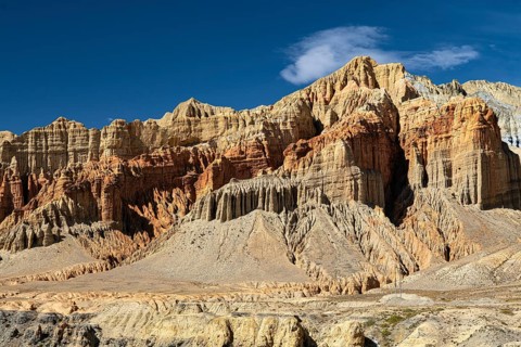 Erosion landscape, red rocks near Dhakmar, Mustang, Upper Mustang, former kingdom, Himalayas, Nepal