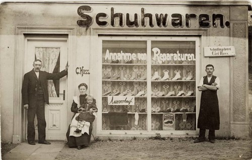 Rügen, Schuhwaren, C. Hass, reraratures, poverty, owner, journeyman, shop, sale, shoe shop with