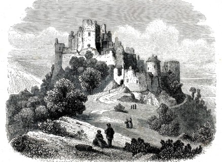 Bourscheid Castle in Luxembourg around 1859. It was, among other things, the historic residence of