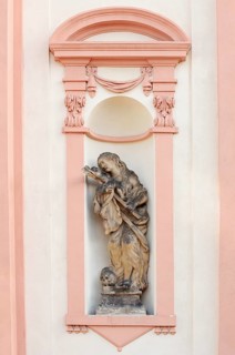 Statue at the Holy Cross Church, Decin or Tetschen, Ustecky kraj, Czech Republic