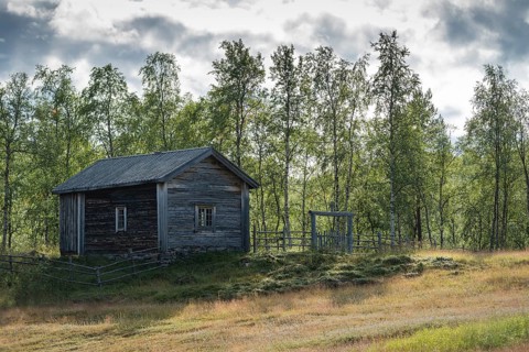 Wooden house, church parlour at Mantojärvi, cemetery, Utsjoki or Ohcejohka, Lapland, Finland