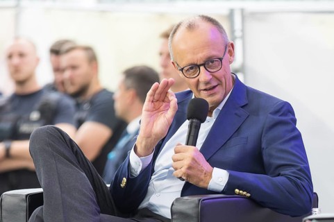 Friedrich Merz (CDU, Chancellor of the Federal Republic of Germany) during a stage talk at the Open