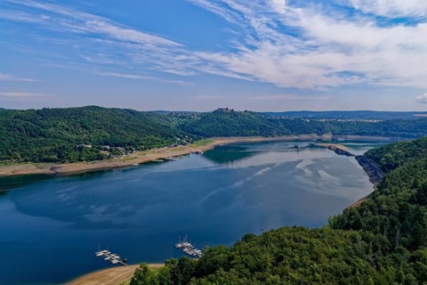 The Edersee, Eder Reservoir, in the Kellerwald-Edersee nature park Park in northern Hesse. aerial