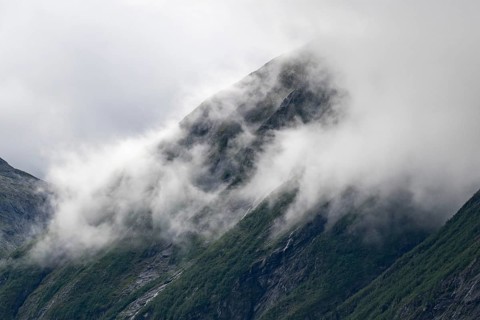 Cloudy mountains near Åndalsnes, Rauma municipality in the province of Møre og Romsda, Norway