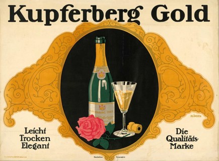 Advertising poster, beverage advertisement, advertising poster for Kupferberg Gold, 1912. It shows