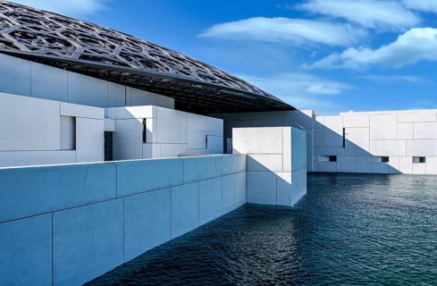 Louvre Abu Dhabi architecture, art museum by French architect Jean Nouvel, buildings on Saadiyat