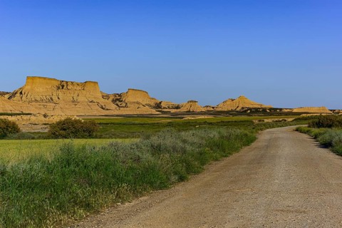 Road through the Bardenas Reales Natural Park, Navarra, Spain