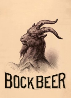 Advertising poster, beverage advertisement, graphic of a goat used as an advertisement for buck