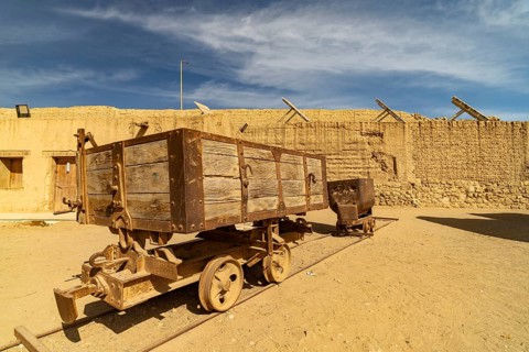 Wagons in the courtyard of Sultan Selim's Ottoman fort in Al-Qusair or El Quseir, Egypt