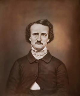 Portrait of Edgar Allan Poe, 1809 – 1849, American writer, digitally edited according to a