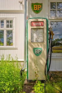 Detailed view of an old gas station, Nedre Eggedal, Buskerud, Norway