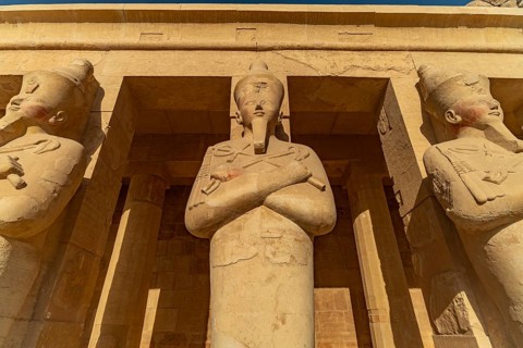 Osiris pillar at the mortuary temple of Hatshepsut and Mentuhotep II in Deir el-Bahari, Thebes West