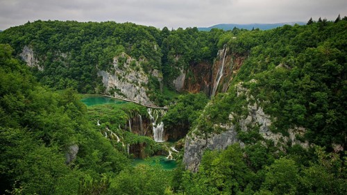 Majestic landscape with waterfalls, rivers and lush forest, Plitvice Lakes National Park, Croatia