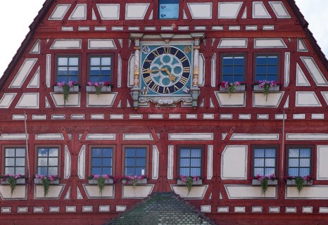 Town Hall, half-timbered house, Old Town, Besigheim an der Enz, Baden-Württemberg, Germany