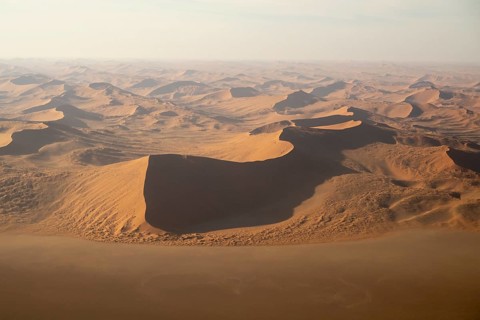 Aerial view, Namib Desert sand dunes, Namib Naukluft Park, Namibia