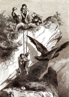 Kinder plündern ein Adlernest, Illustration, 19. Jahrhundert