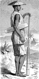 Man from Laos, illustration from 1870, historical, digital reproduction of an original from the