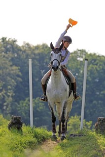 Working Equitation, Reiterin auf Schimmel, Bechertausch, Leverkusen, North Rhine-Westphalia,