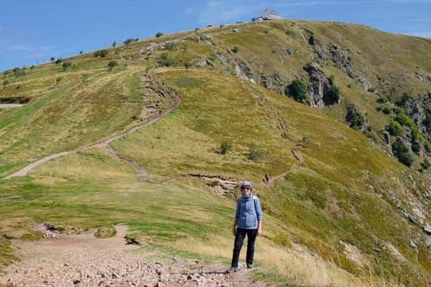 Female hiker at Hohneck, Vosges, Grand Est, France