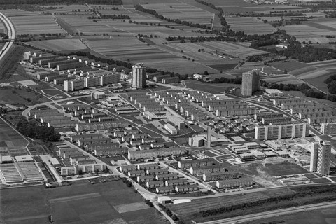 Historical aerial view of the Stuttgart Fasanenhof development area, Stuttgart, Baden-Württemberg,