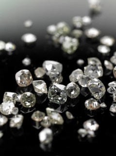 Many valuable diamonds, some rough, some cut, for further processing for the jewellery industry