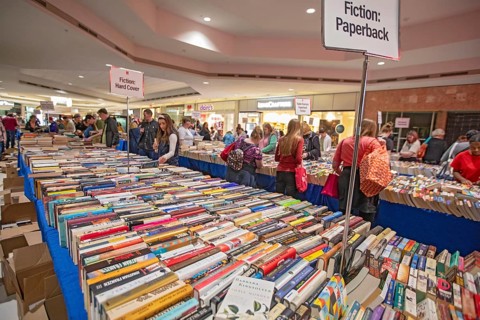 Livonia, Michigan - Bookstock, an annual used book sale, stretches throughout the Laurel Park Place