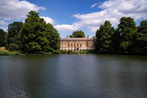 The Botanical Brasserie, restaurant, in front of a lake, Royal Botanic Gardens, also Kew Gardens,