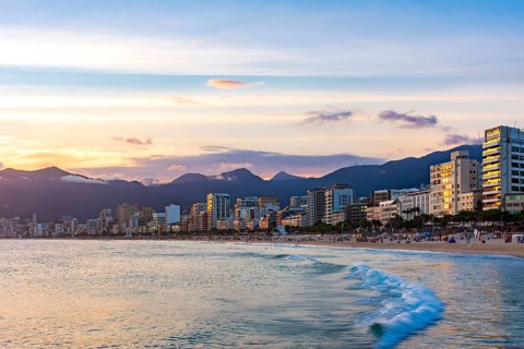 Buildings facing the sea on Ipanema beach in the city of Rio de Janeiro, Ipanema Beach, Rio de