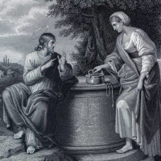 Detail from the artwork Christ and the Samaritan by Annibale Carracci, Jesus, Jacob's Well,