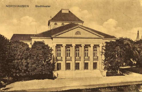 The historic city theatre in Nordhausen, Thuringia, Germany, authentic reproduction of an old