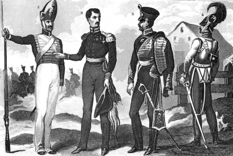 Traditional 19th-century clothing styles and culture. Prussian military uniforms: Guard officer