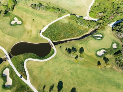 Detail at the La Hacienda Links Golf Resort. Aerial view. Drone shot. Cádiz province, Andalusia,