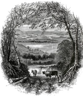 Wood engraving of Lake Windermere in the Lake District, Cumbria, England around 1901, authentic,