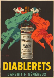 Advertising poster, beverage advertisement, advertising poster Diablerets L'Apéritif Généreux by