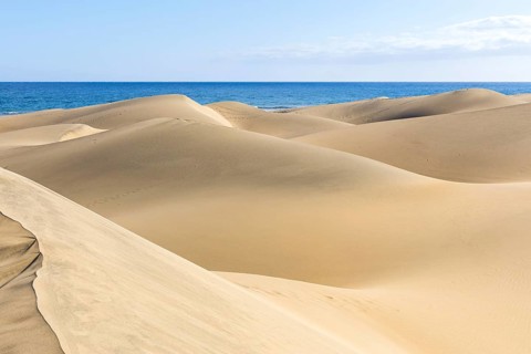 Dunas de dunes of Maspalomas desert on Gran Canaria island trip in Maspalomas, Spain