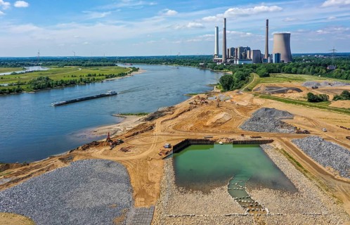 Dinslaken, Voerde, North Rhine-Westphalia, Germany, Emscher estuary into the Rhine. Construction