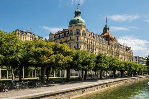 Waterfront and Luxury Hotels, Lucerne, Lake Lucerne, Canton of Lucerne, Switzerland