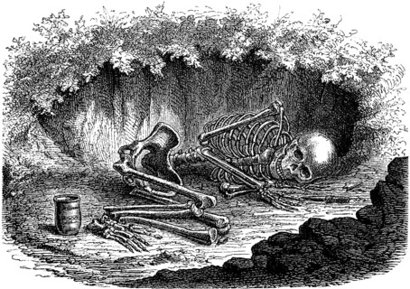 Burial site with lying human skeleton at Roundway Down Iron Age Hill Fort, near Devizes, Wiltshire,