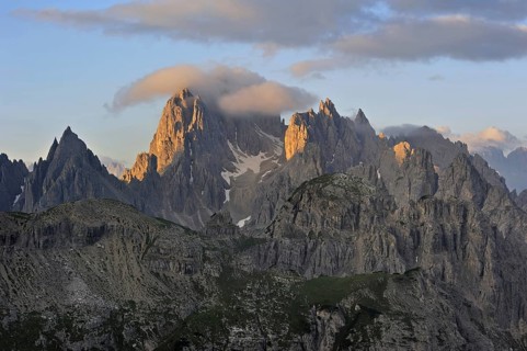 The mountain range Cadini di Misurina in the Dolomites, Italy