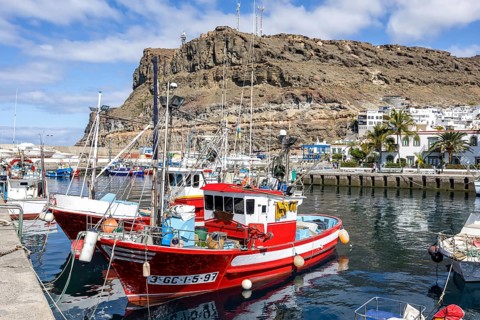 Boats in Puerto de Mogan Harbour on Gran Canaria Canary Islands Vacation Trip in Puerto de Mogán,