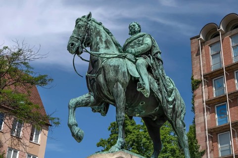 Equestrian statue of Wilhelm I, unveiled in 1905, Egidienplatz, Nuremberg, Middle Franconia,