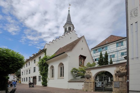 Late Gothic Heilig-Geist-Spital chapel built in 1541, Radolfzell, Untersee, Lake Constance, Lake