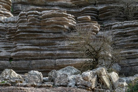 Bizarre limestone rock formations, El Torcal nature reserve, Torcal de Antequera, Malaga province,