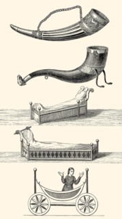 Drinking horns, beds and a carriage in Anglo-Saxon England, Great Britain