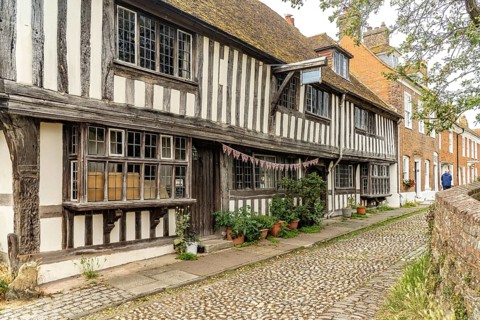 Half-timbered houses in the old town centre of Rye, East Sussex, England, Great Britain