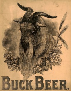 Advertising poster, beverage advertisement, advertising lithograph for Buck Beer from the late 19th