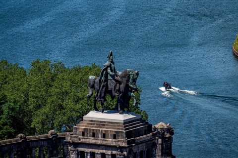 The Kaiser Wilhelm Memorial at Deutsches Eck, confluence of the Moselle with the Rhine,