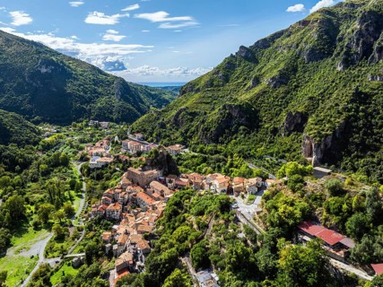 Orsomarso from a drone, Cosenza, Calabria, Italy
