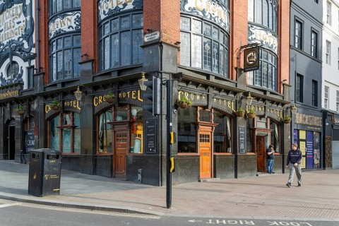 Crown Hotel pub, Lime Street, city centre Liverpool, England, UK built 1905 in Art Nouveau style